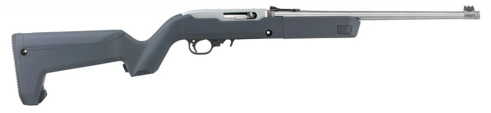 Ruger 10/22 Takedown .22 LR 10+1 16.40″ Stealth Gray Magpul X-22 Backpacker Stock, Stainless Right Hand – 10+1 Rounds, 16.4″ Barrel, Stealth Grey Stock, Synthetic, Stainless/Silver