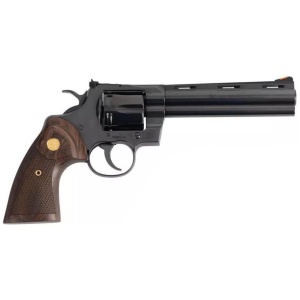 Colt Python .357 Magnum 6″ Blue, Wood Grips, 6 Shot – 6 Rounds, 6″ Barrel, Wood Grips, Blue/Black, Adjustable Sights