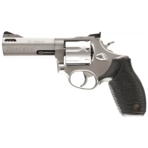 Taurus 627 Tracker Stainless 4″ 357 Magnum Revolver – 7 Rounds, 4″ Barrel, Polymer Grips, Stainless/Silver, 3-Dot Sights