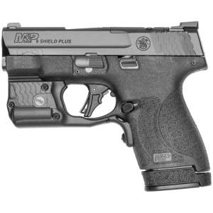 Smith & Wesson M&P Shield Plus w/Green CT Laserguard Pro 9mm Semi Auto Pistol – 13+1 Rounds, 3.1″ Barrel, Blue/Black