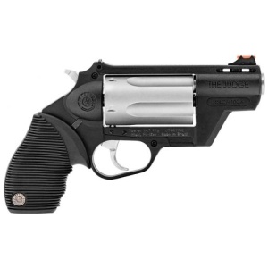 Taurus Judge Public Defender Polymer 410/45 Long Colt Revolver – 5 Rounds, 2″ Barrel, Polymer Grips, Stainless/Silver, Night Sights