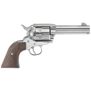 Ruger Vaquero Fast Draw 45 Long Colt Revolver – 6 Rounds, 4.625″ Barrel, Wood Grips, Stainless/Silver