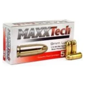 MAXXTech Full Metal Jacket 9MM Ammo 115gr 50 Rounds Box