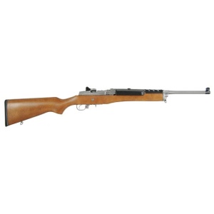 Ruger Mini-14 Ranch 5.56×45 NATO 18.5″ Stainless, Hardwood Stock 5+1 – 5+1 Rounds, 18.5″ Barrel, Wood Stock, Stainless/Silver