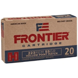 Hornady Frontier 223Rem 55gr Hollow Point 20rd box – Brass Casing