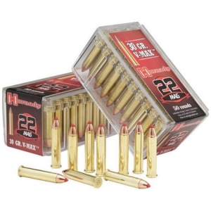 Hornady V-Max 22 Magnum Ammo 30gr 50 Round Box – Brass Casing