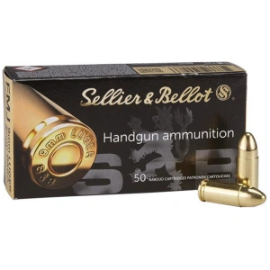 Sellier & Bellot Full Metal Jacket 9mm Ammo 115 gr 50 Round Box – Brass Casing