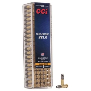 CCI Small Game Subsonic .22 LR 40gr Lead Hollow Point 100ct Box – Brass Casing