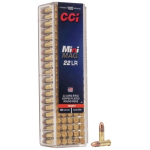 CCI .22 LR 40 Gr Mini Mag Round Nose 100 Round Box – Brass Casing