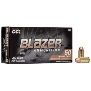 CCI Blazer Brass Ammo 45 ACP 230gr FMJ 50 Round Box – Brass Casing