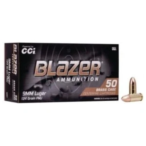 CCI Blazer Brass 9mm 124gr FMJ 50 Round Box – Brass Casing