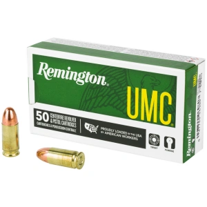 Remington UMC Full Metal Jacket 9mm Ammo 115 gr 50 Round Box – Brass Casing