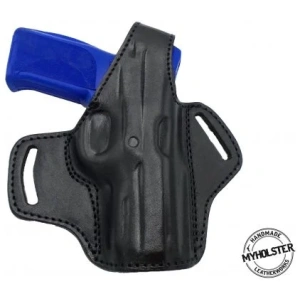 Black / Right Smith & Wesson BODYGUARD .380 Right Hand OWB Thumb Break Black Leather Belt Holster