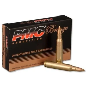 PMC Bronze Full Metal Jacket Boat Tail 223 Remington Ammo 55gr 20 Round Box – Brass Casing