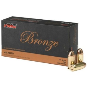 PMC .45 ACP Target 230 Grain Full Metal Jacket 50rd Box – Brass Casing