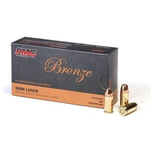 PMC 9MM 115 Grain Jacketed Hollow Point 50rd box – Brass Casing