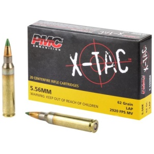 PMC X-TAC LAP Ammo 5.56 NATO 62gr Green Tip 20 Round Box – Brass Casing