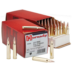 Hornady Custom Soft Point 223 Remington Ammo 55gr 50 Round Box – Brass Casing