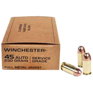 Winchester Ammo Military Service Grade 45 Automatic Colt Pistol (ACP) 230 – Brass Casing